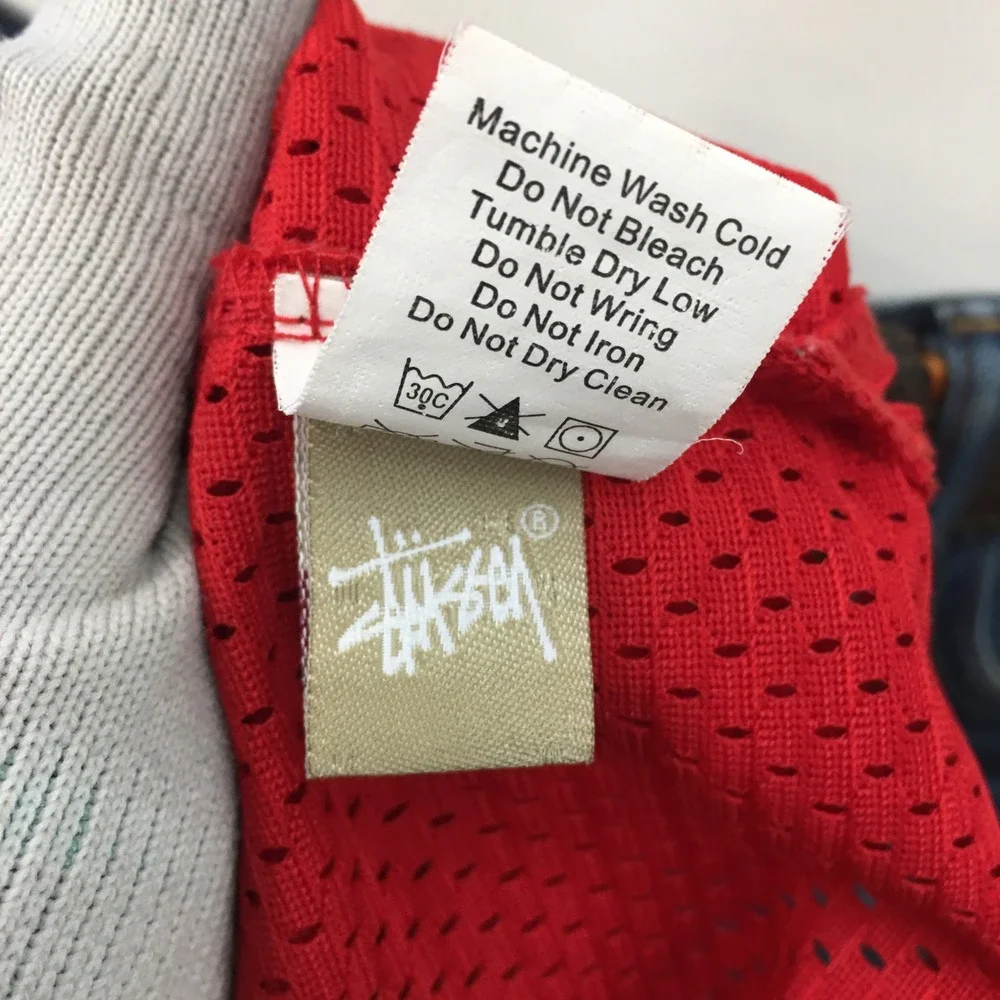 Stussy Red Mesh T-Shirt‎ Large New York Los Angeles Tokyo London Paris